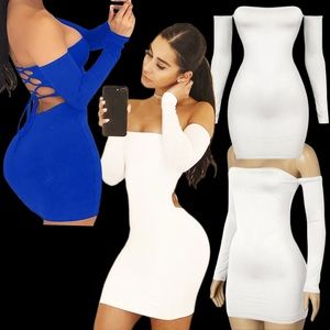 *New* OFF SHOULDER TUBE LONG SLEEVE MINI DRESS -